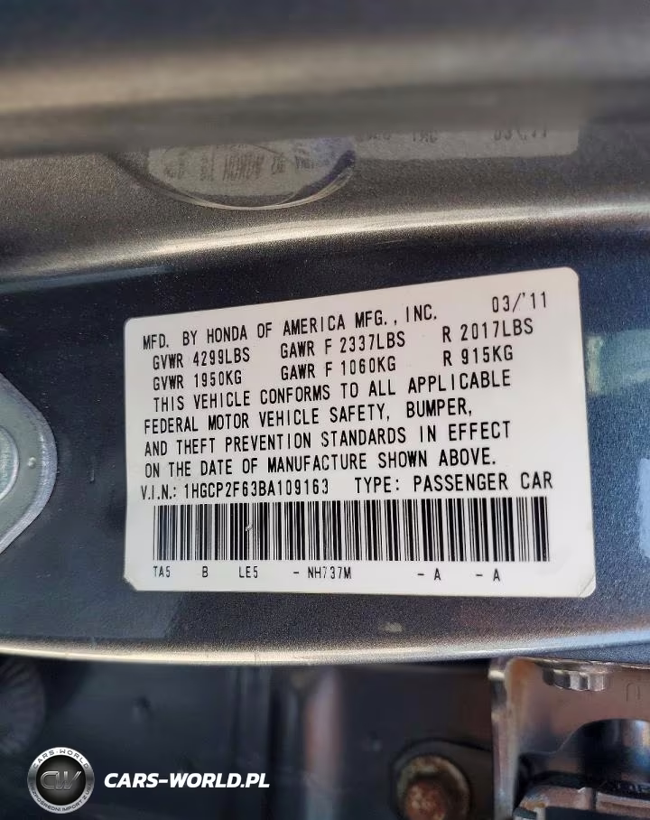 2011 Honda Accord Se VIN:1HGCP2F63BA109163 - 12