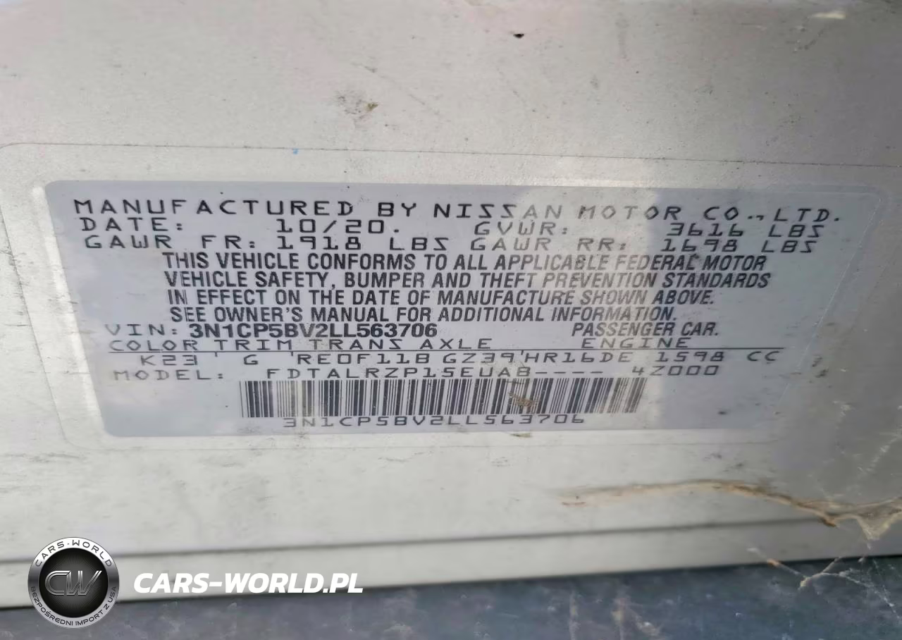 2020 Nissan Kicks S VIN:3N1CP5BV2LL563706 - 13
