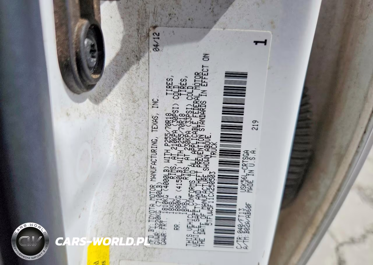 2012 Toyota Tundra Double Cab Sr5 VIN:5TFUW5F11CX250503 - 12