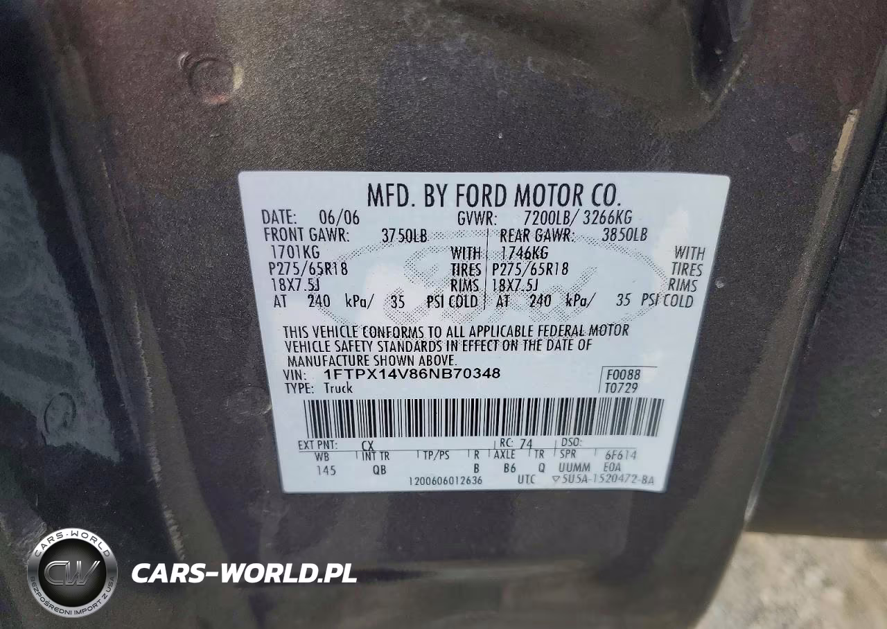 2006 Ford F150 VIN:1FTPX14V86NB70348 - 12