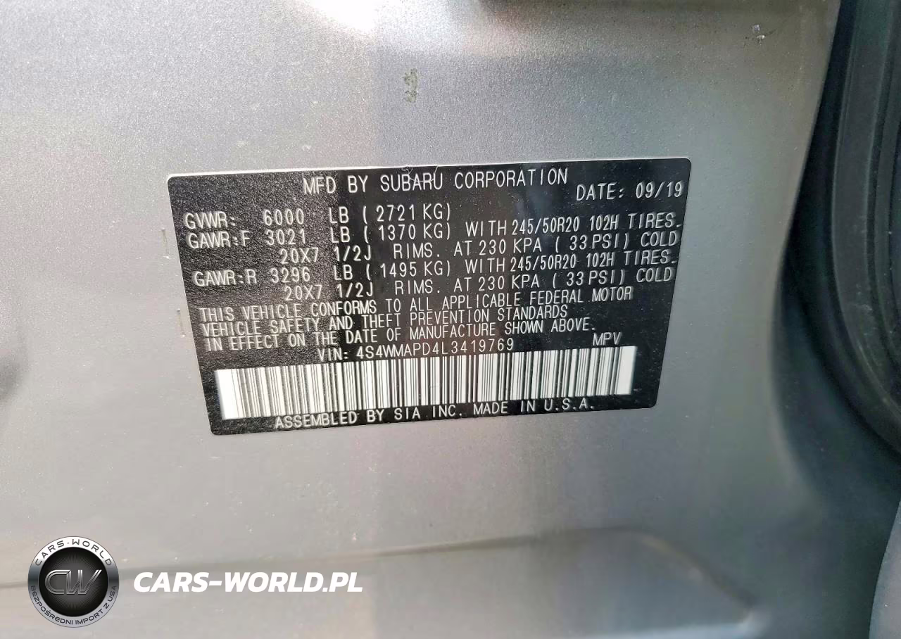 2020 Subaru Ascent Limited VIN:4S4WMAPD4L3419769 - 13