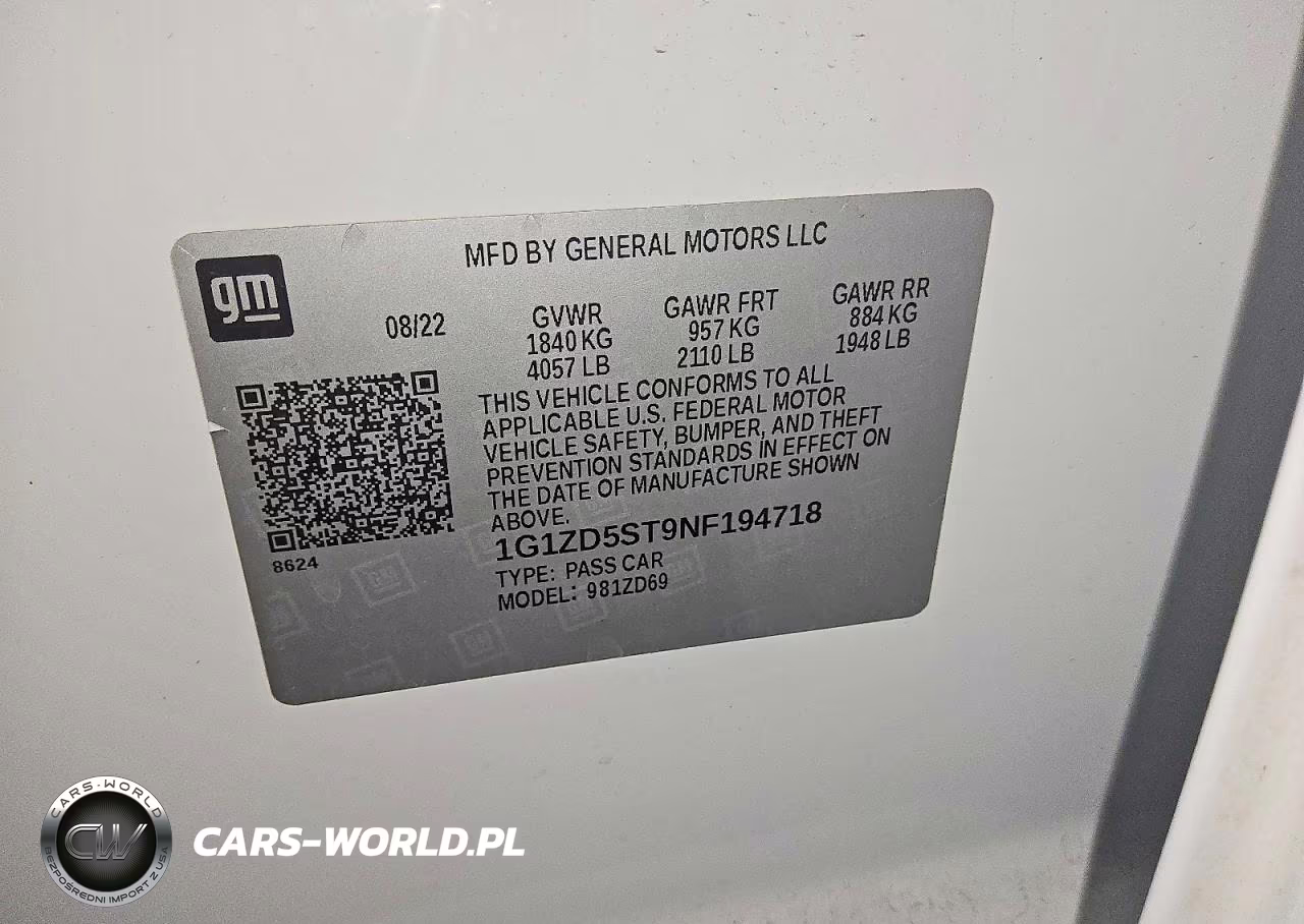 2022 Chevrolet Malibu Lt VIN:1G1ZD5ST9NF194718 - 12