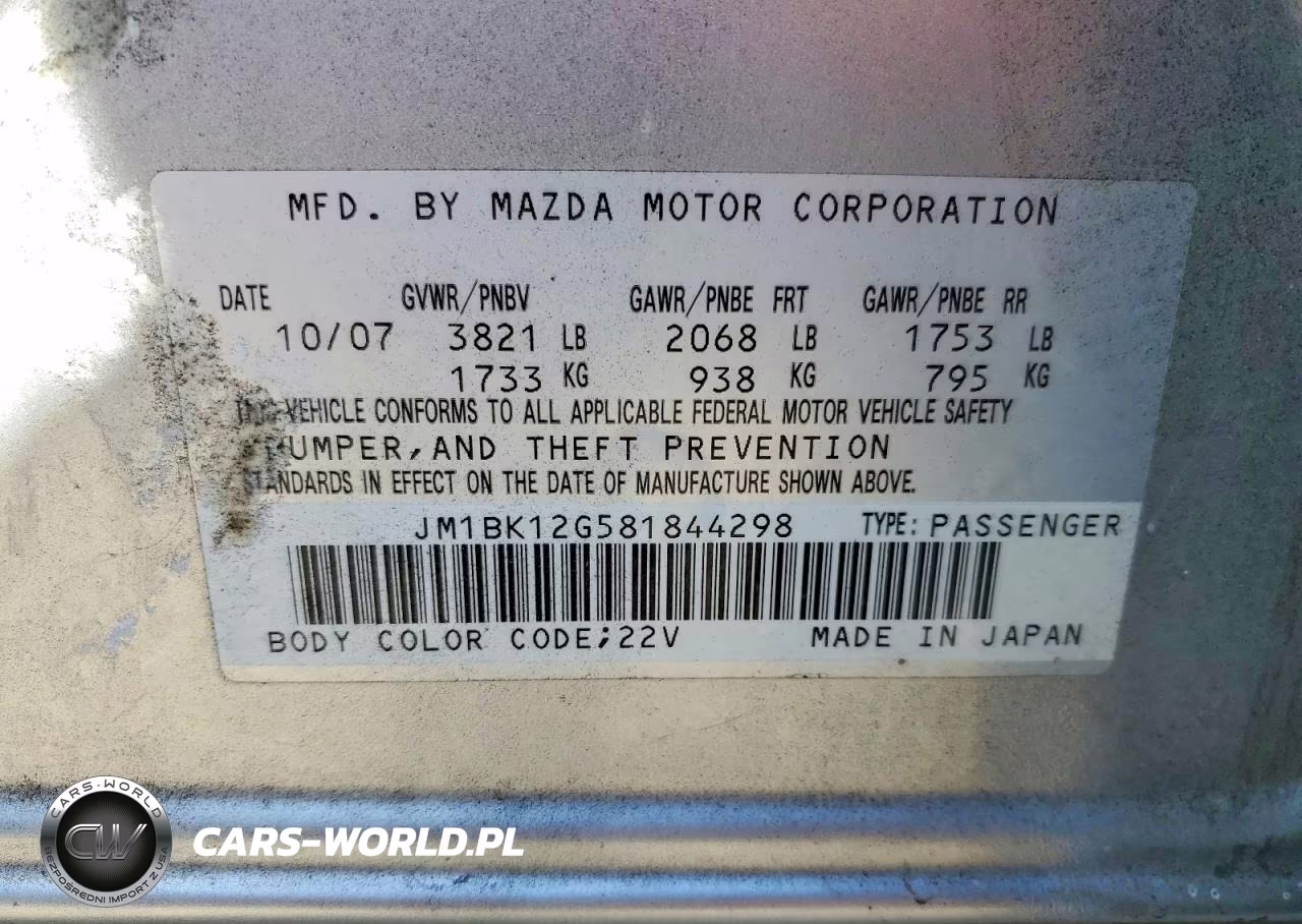 2008 Mazda 3 VIN:JM1BK12G581844298 - 12