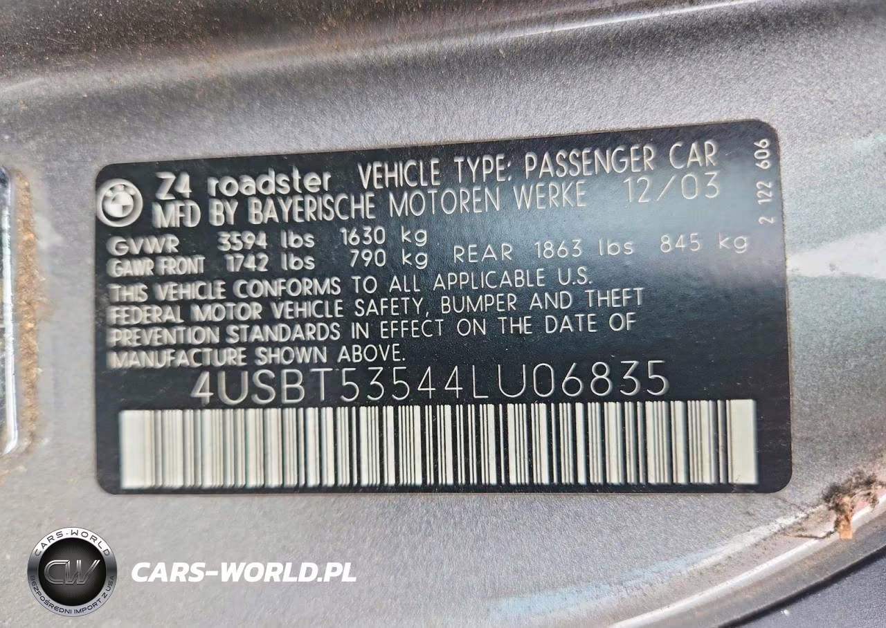 2004 BMW Z4 3.0 VIN:4USBT53544LU06835 - 12