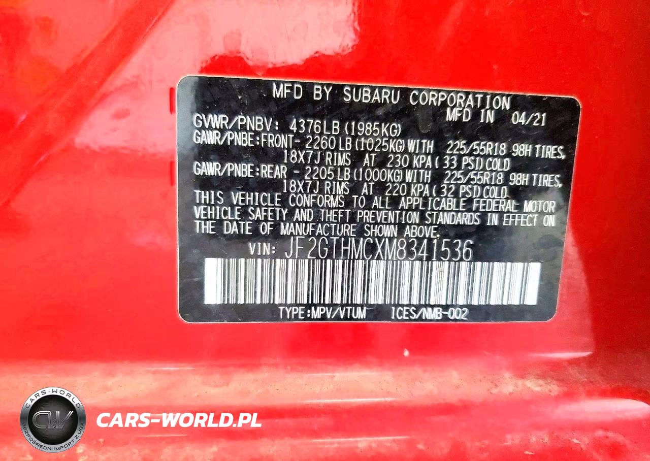 2021 Subaru Crosstrek Limited VIN:JF2GTHMCXM8341536 - 13