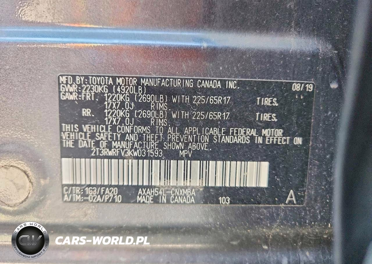 2019 Toyota Rav4 Hybrid Xle VIN:2T3RWRFV3KW031593 - 13