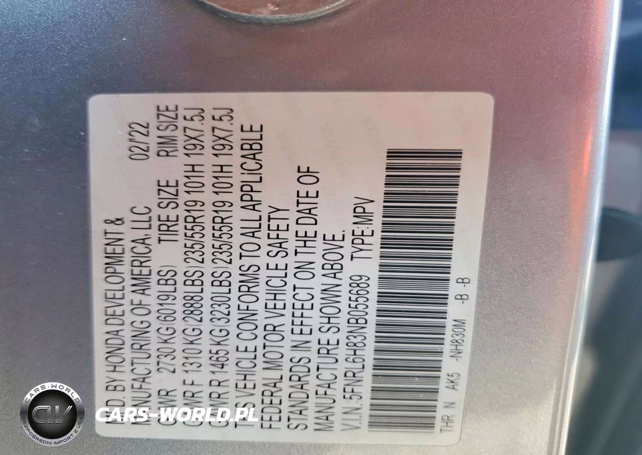 2022 Honda Odyssey Touring VIN:5FNRL6H83NB055689 - 13