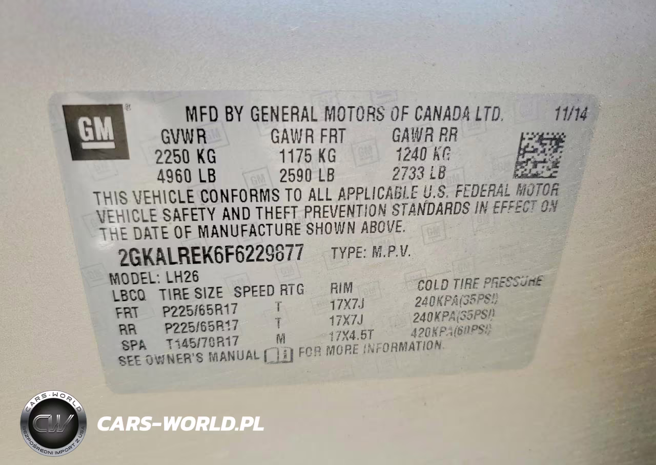2015 GMC Terrain Sle VIN:2GKALREK6F6229877 - 13