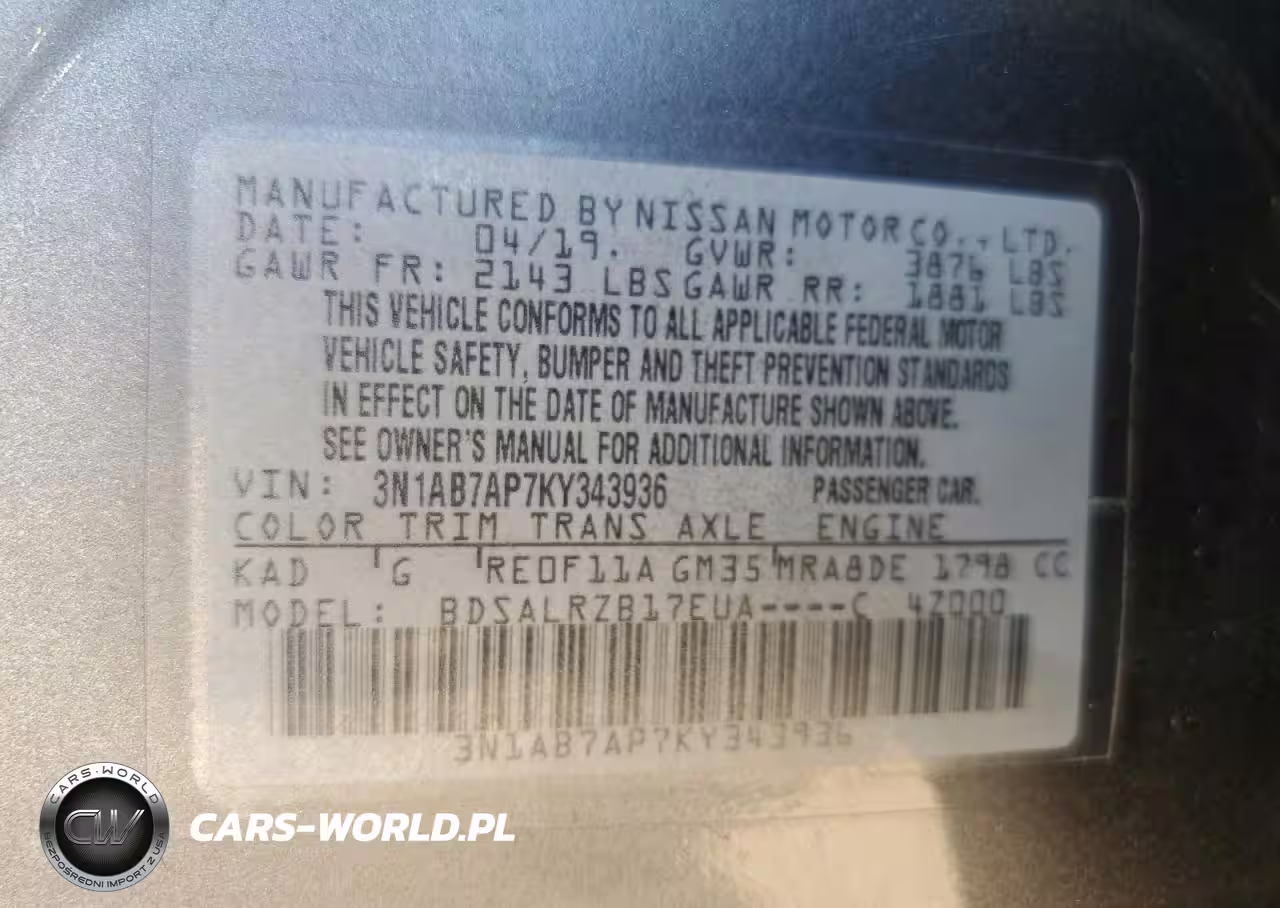 2019 Nissan Sentra S VIN:3N1AB7AP7KY343936 - 12