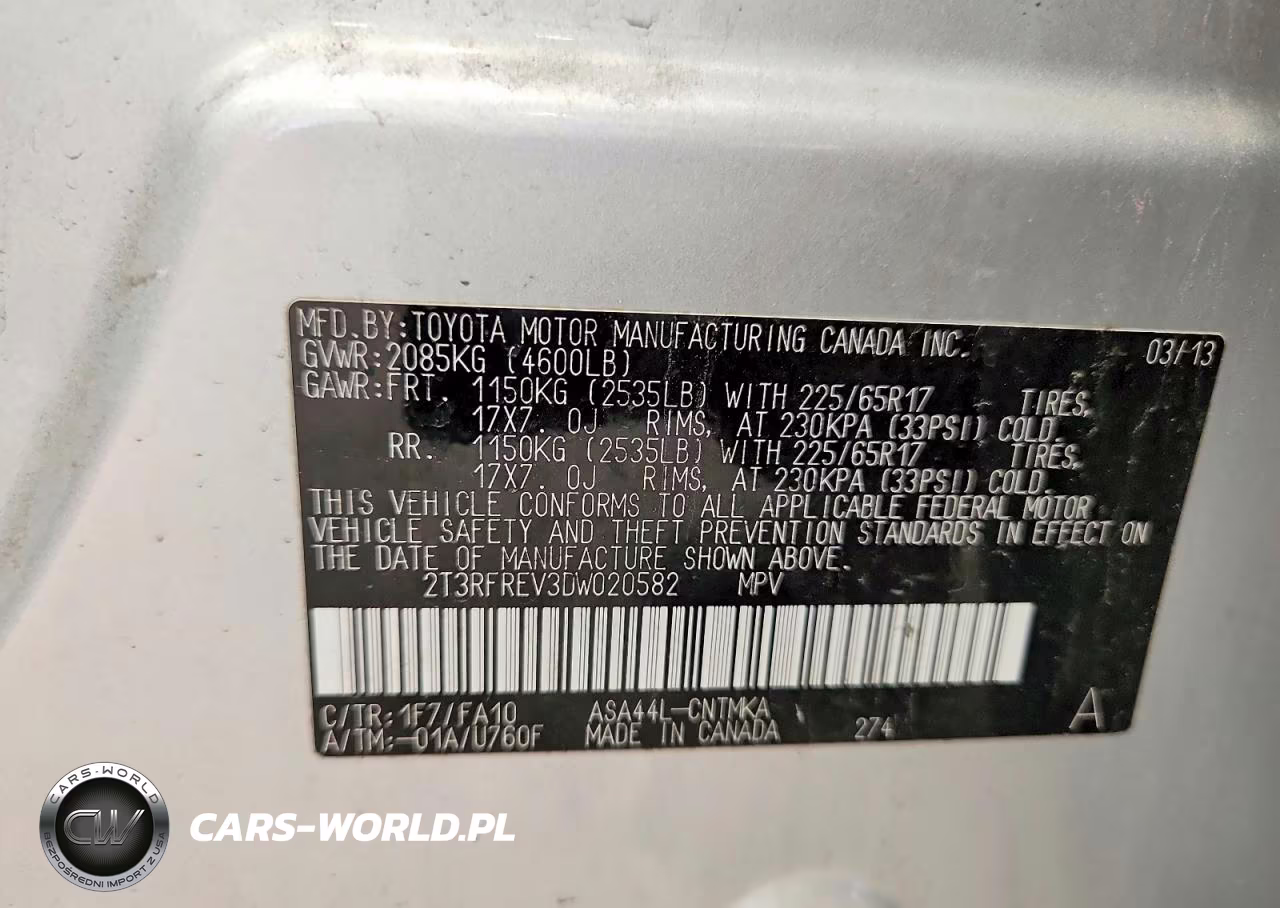 2013 Toyota Rav4 Xle VIN:2T3RFREV3DW020582 - 13
