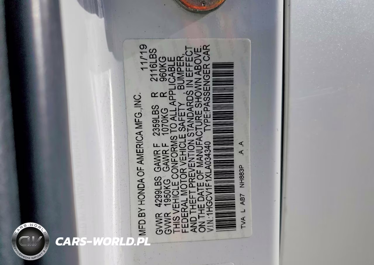 HONDA ACCORD LX VIN:1HGCV1F1XLA034340 - 12