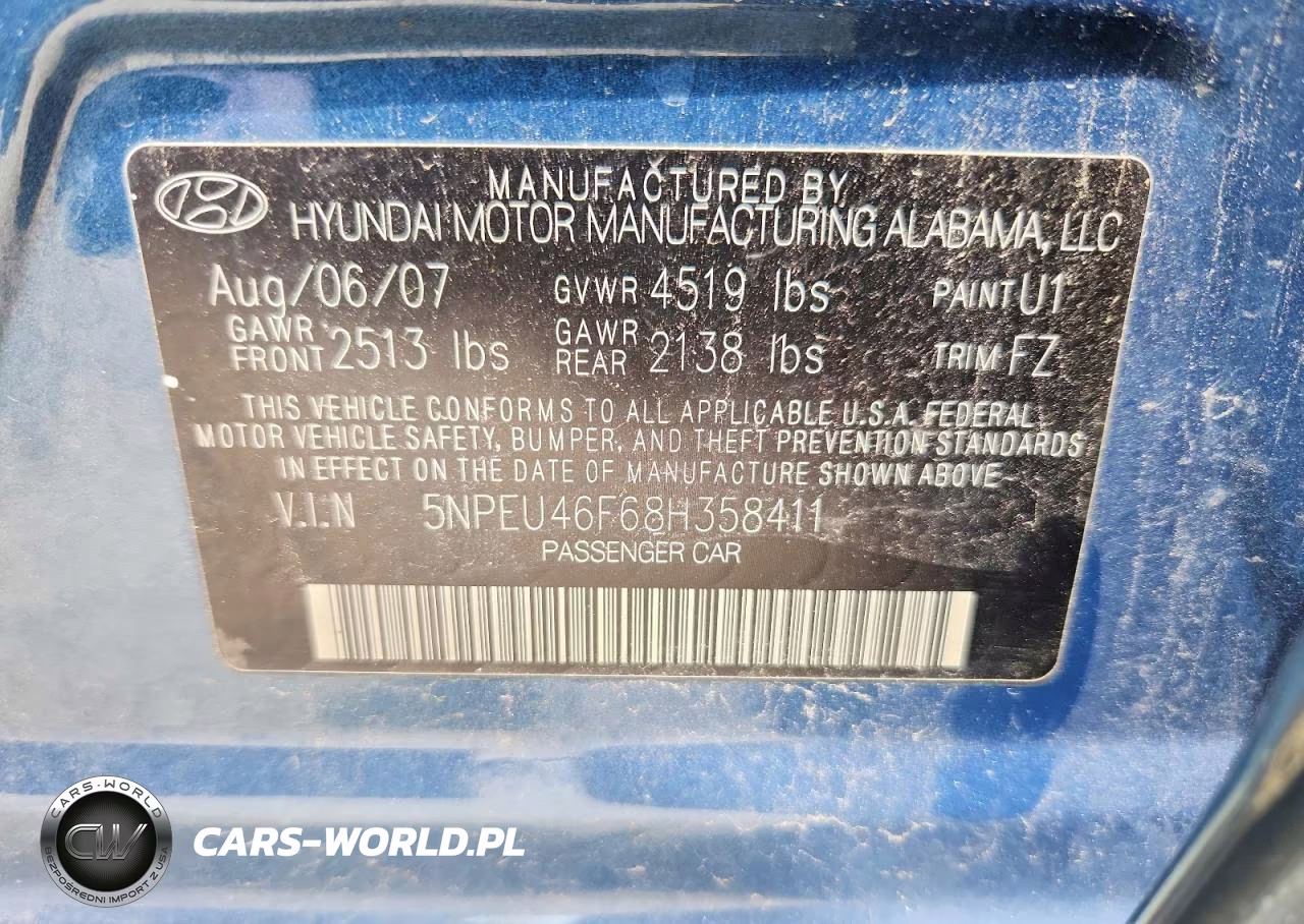 2008 Hyun Sonata VIN:5NPEU46F68H358411 - 12