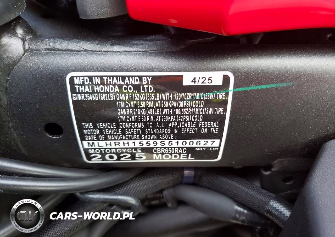 2025 Honda Cbr650 R VIN:MLHRH1559S5100627 - 9