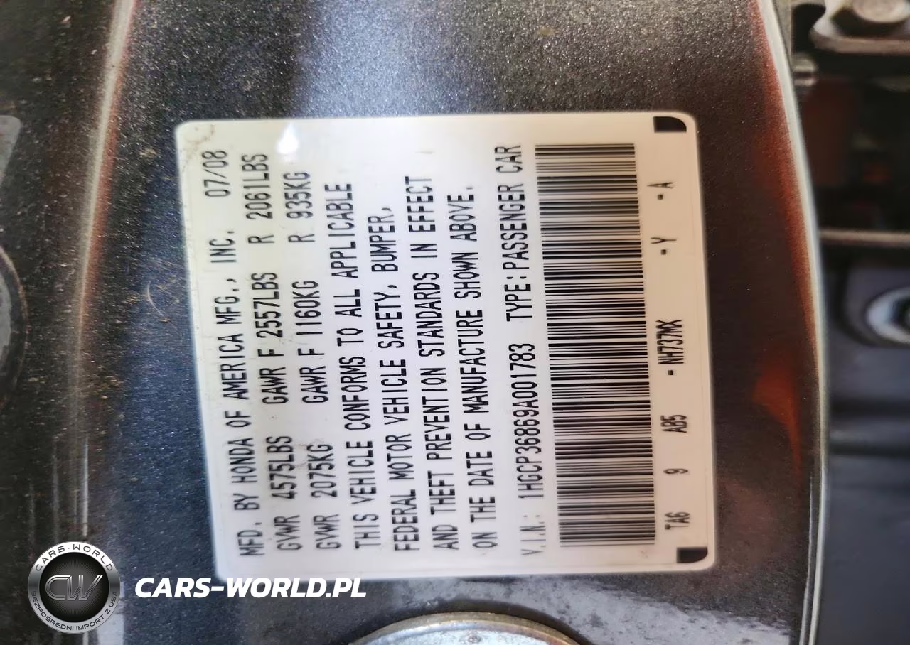 2009 Honda Accord Exl VIN:1HGCP36869A001783 - 12