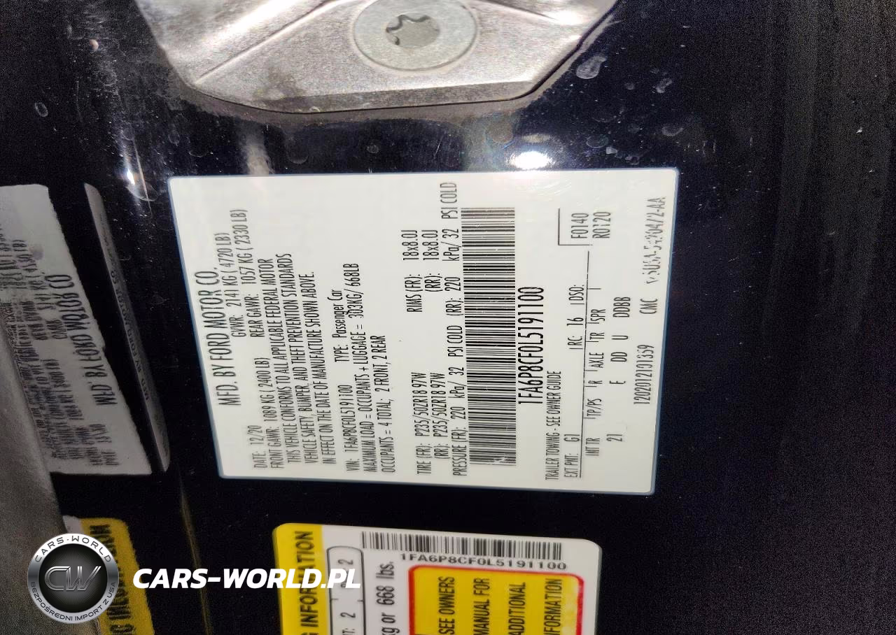 2020 Ford Mustang Gt VIN:1FA6P8CF0L5191100 - 12
