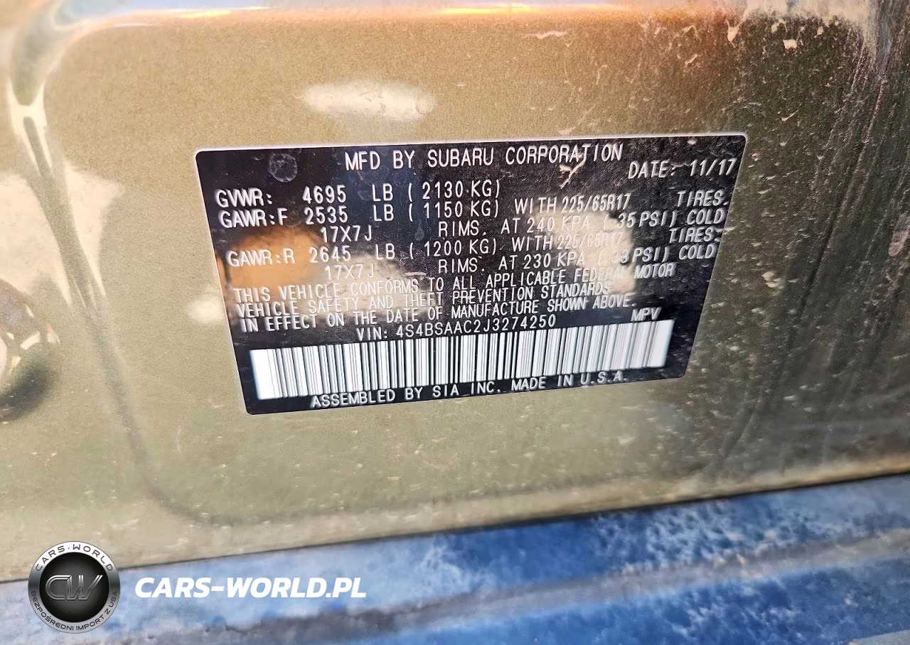 2018 Subaru Outback 2.5I VIN:4S4BSAAC2J3274250 - 12