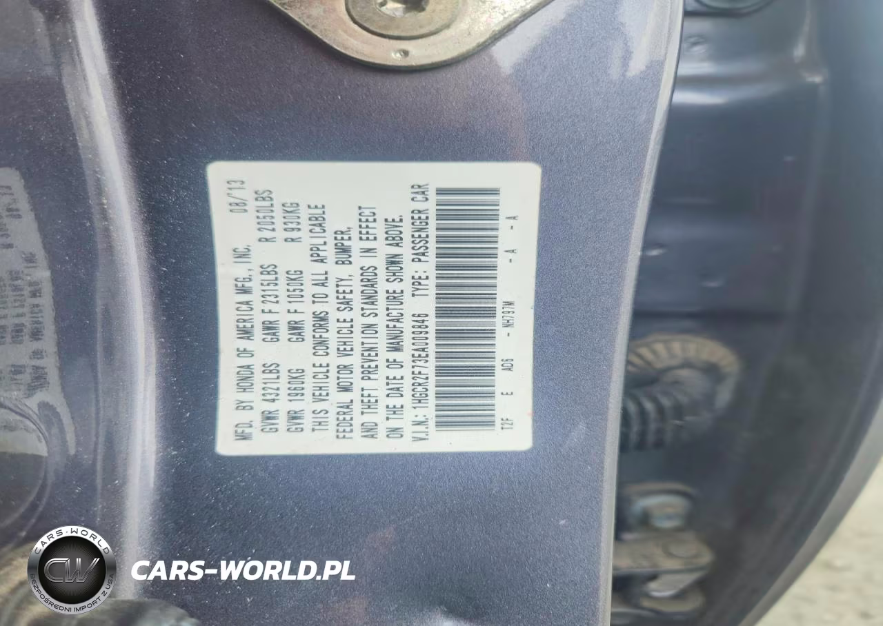 2014 Honda Accord Ex VIN:1HGCR2F73EA009846 - 12