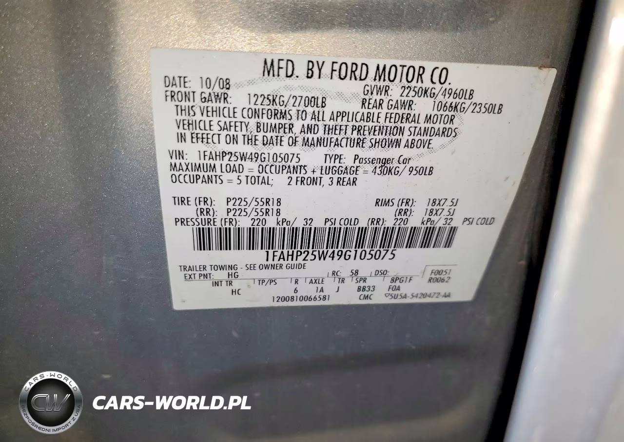 2009 Ford Taurus Limited VIN:1FAHP25W49G105075 - 12