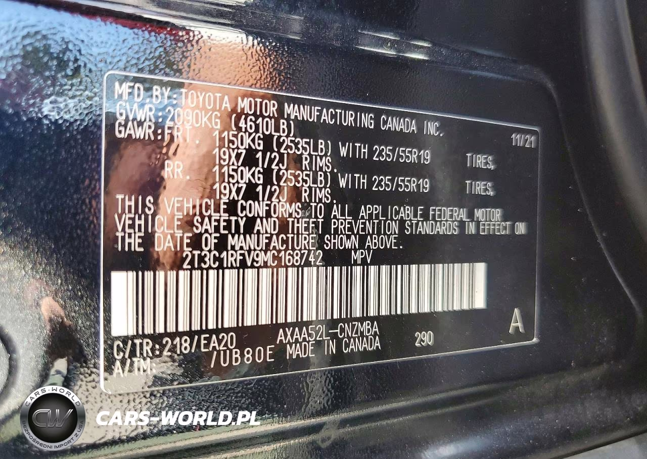 2021 Toyota Rav4 Xle Premium VIN:2T3C1RFV9MC168742 - 13