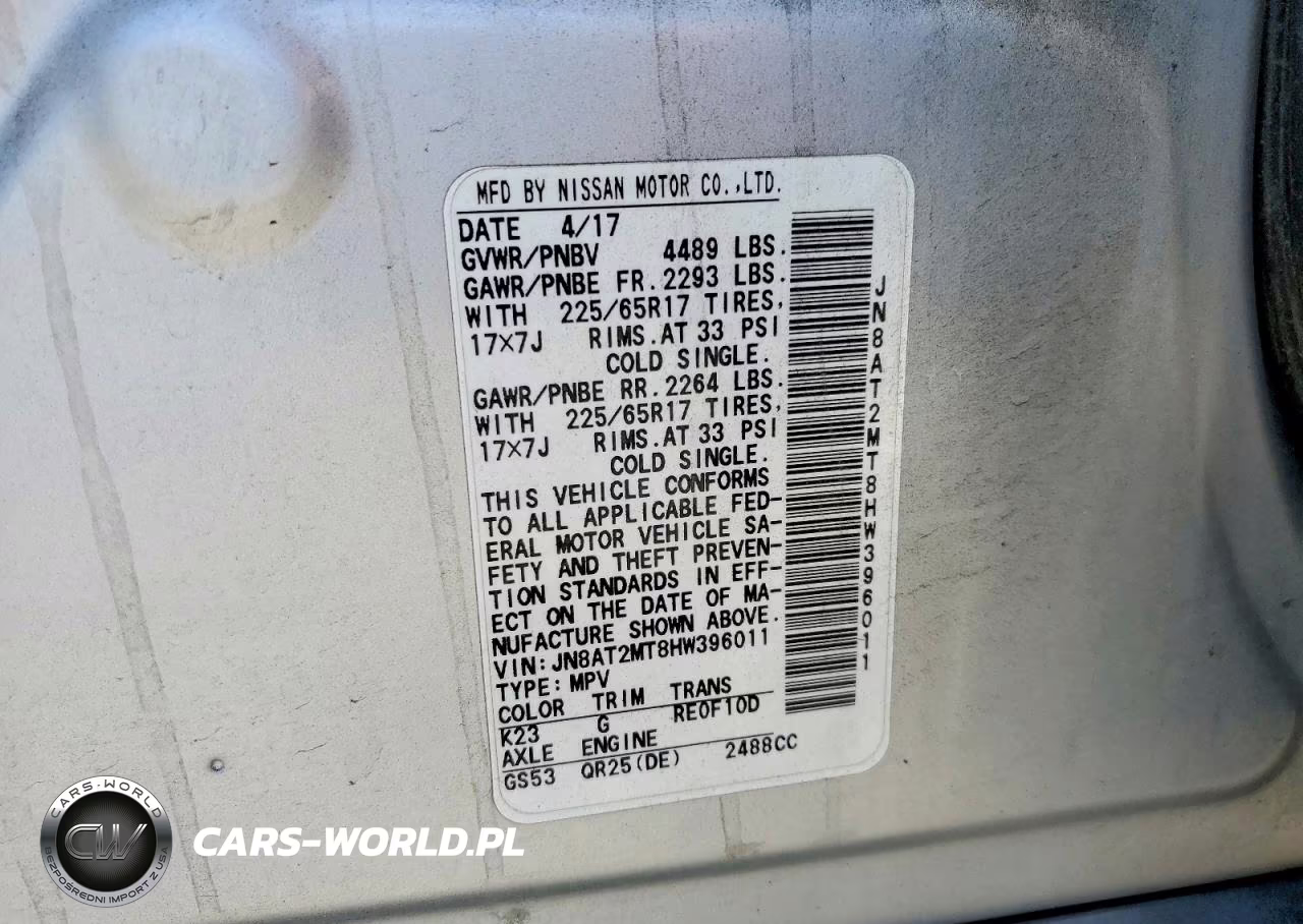 2017 Nissan Rogue Sv VIN:JN8AT2MT8HW396011 - 13