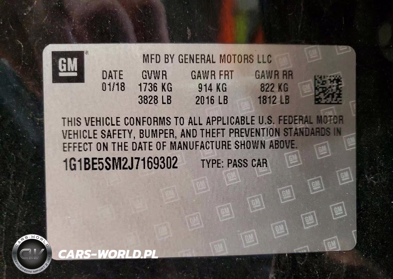 2018 Chevrolet Cruze Lt VIN:1G1BE5SM2J7169302 - 12