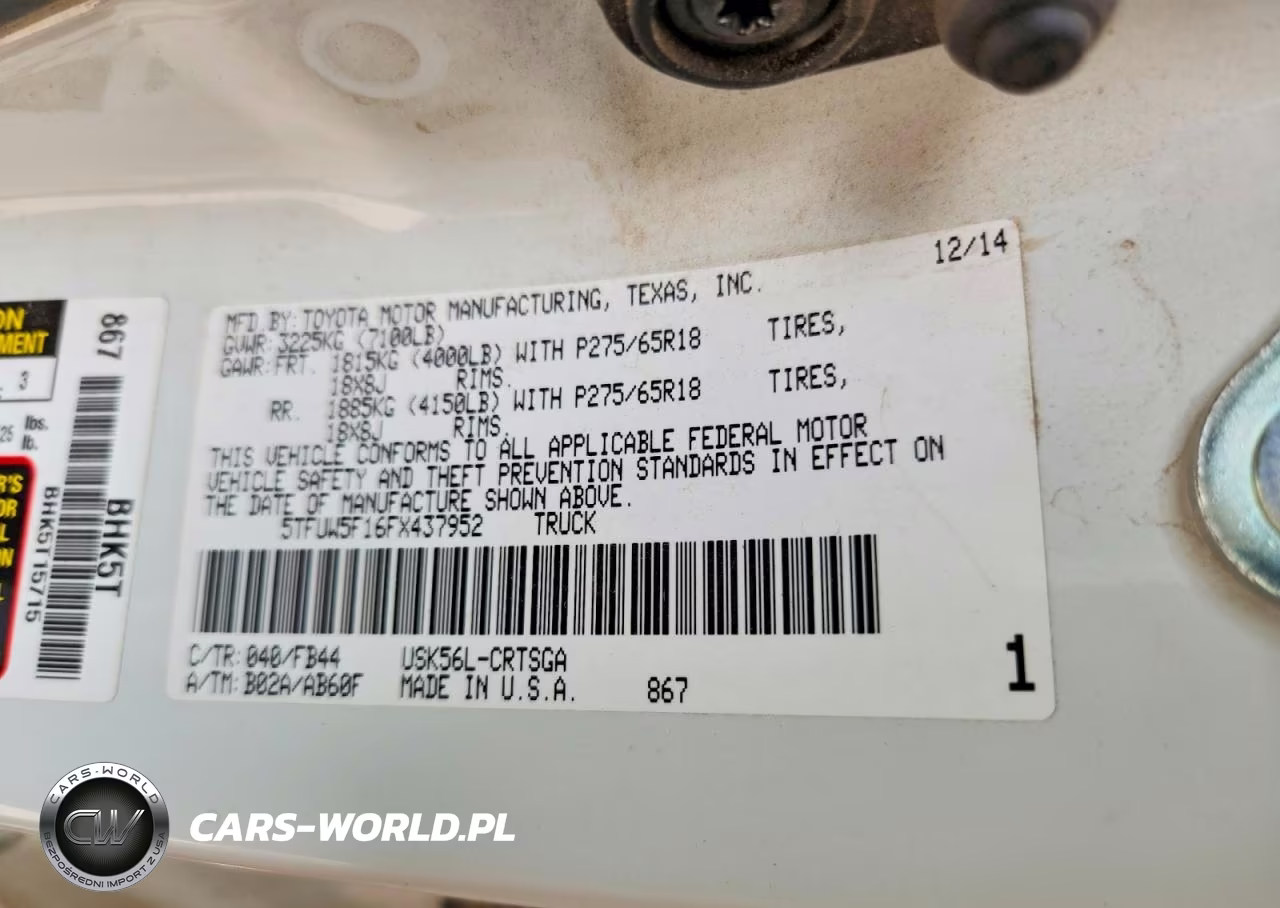 2015 Toyota Tundra Sr5 VIN:5TFUW5F16FX437952 - 13