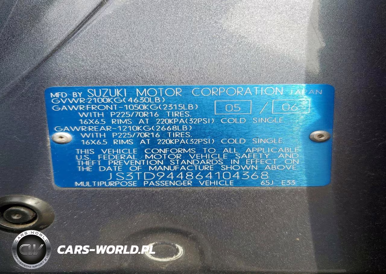 2006 Suzuki Grand Vitara Xsport VIN:JS3TD944864104368 - 14