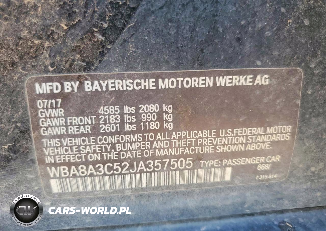 2018 BMW 320 Xi VIN:WBA8A3C52JA357505 - 13