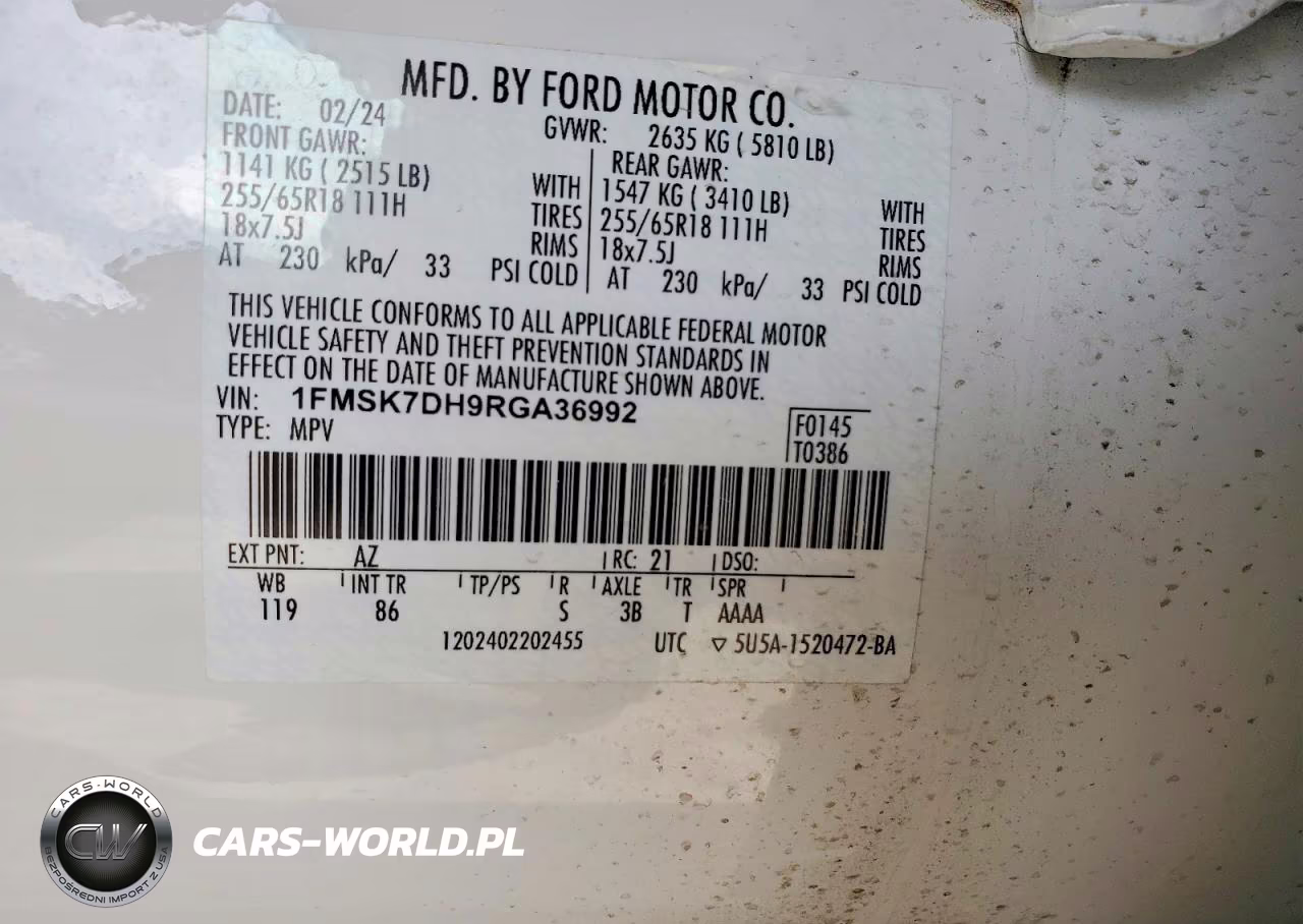 2024 Ford Explorer Xlt VIN:1FMSK7DH9RGA36992 - 12
