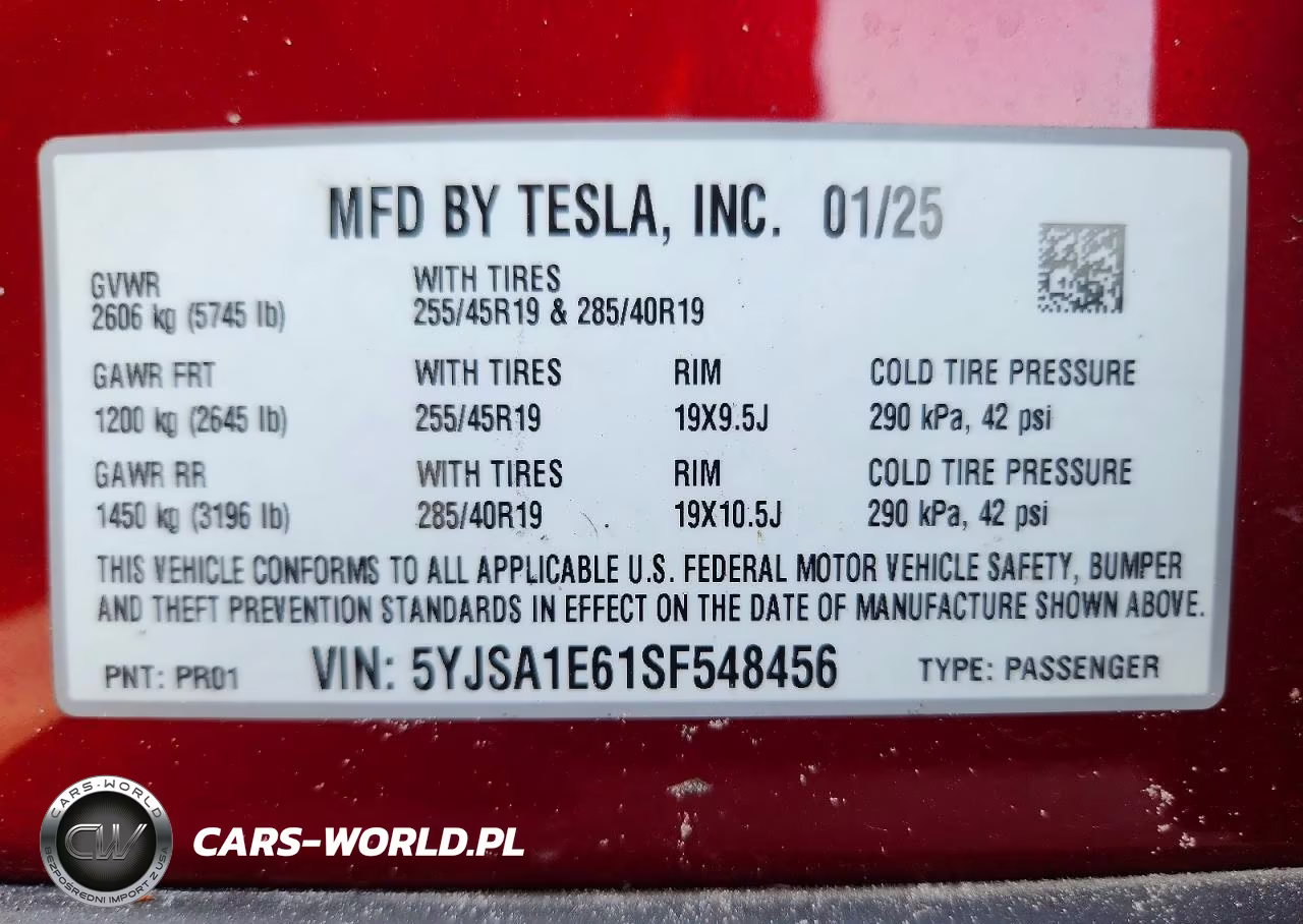 2025 Tesla Model S VIN:5YJSA1E61SF548456 - 12