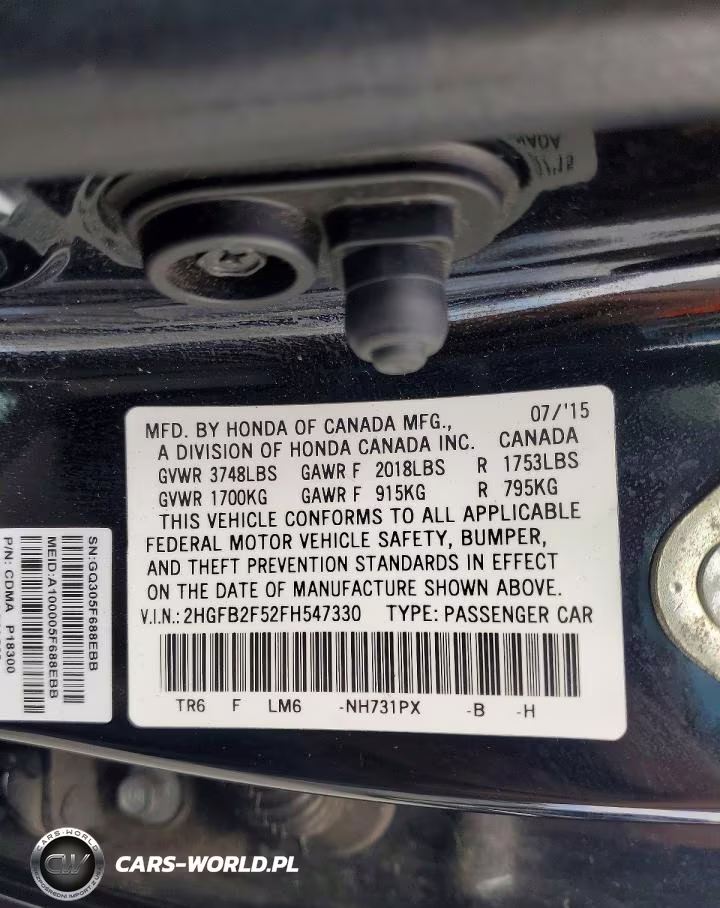 2015 Honda Civic Lx VIN:2HGFB2F52FH547330 - 12