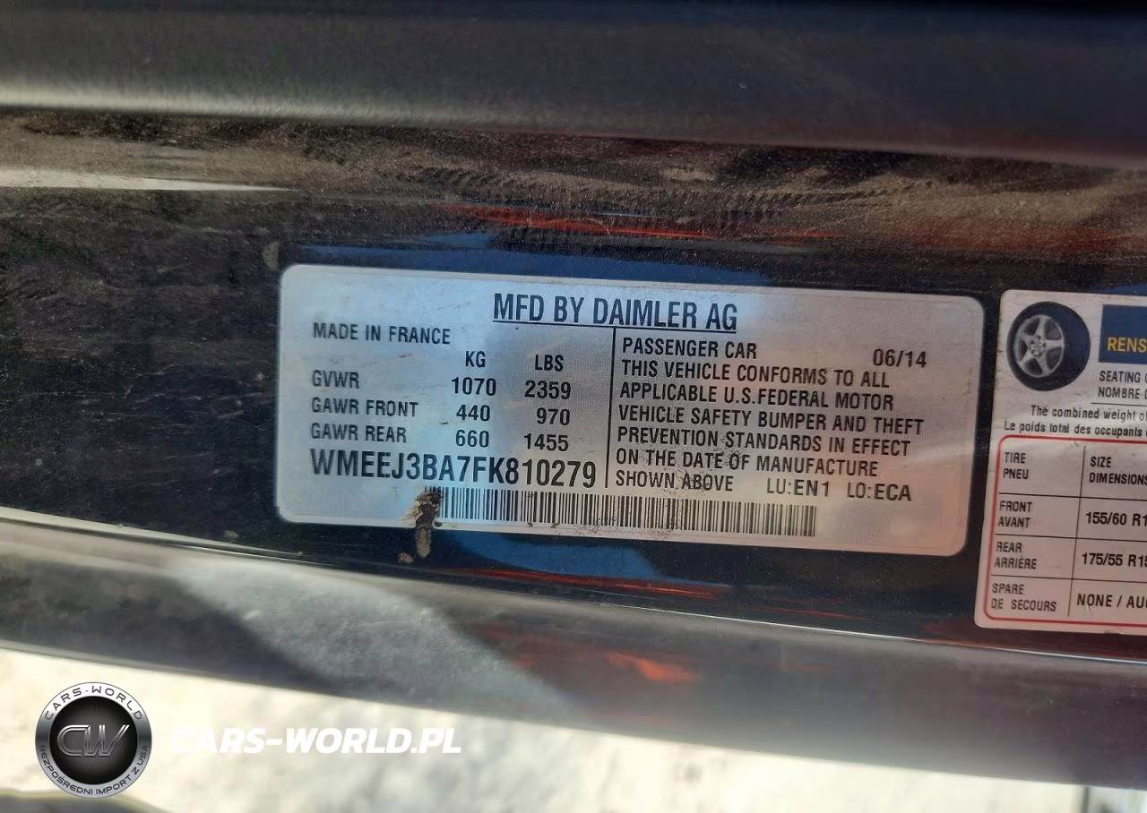 2015 Smart Fortwo Pure VIN:WMEEJ3BA7FK810279 - 12