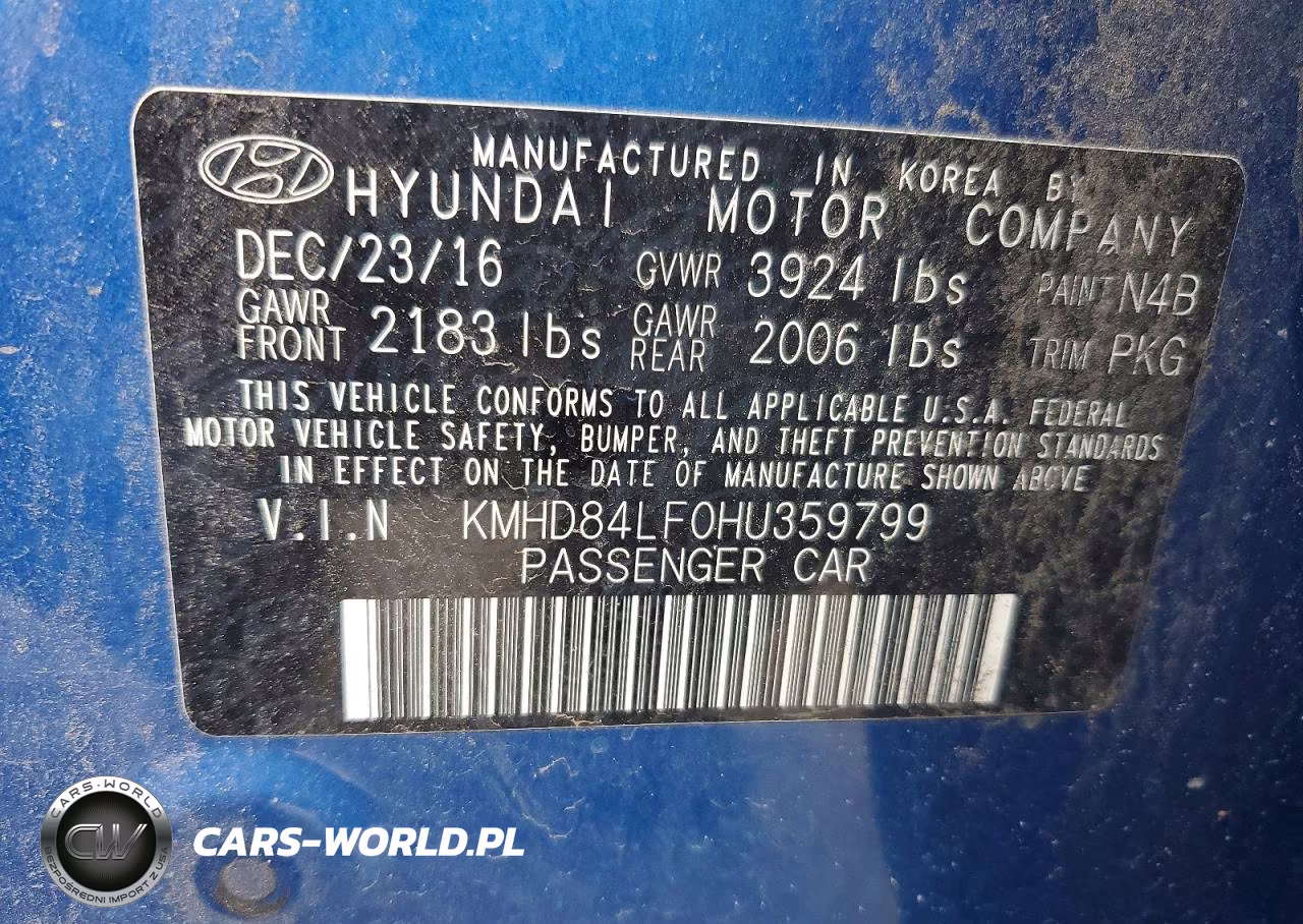2017 Hyundai Elantra Limited VIN:KMHD84LF0HU359799 - 12