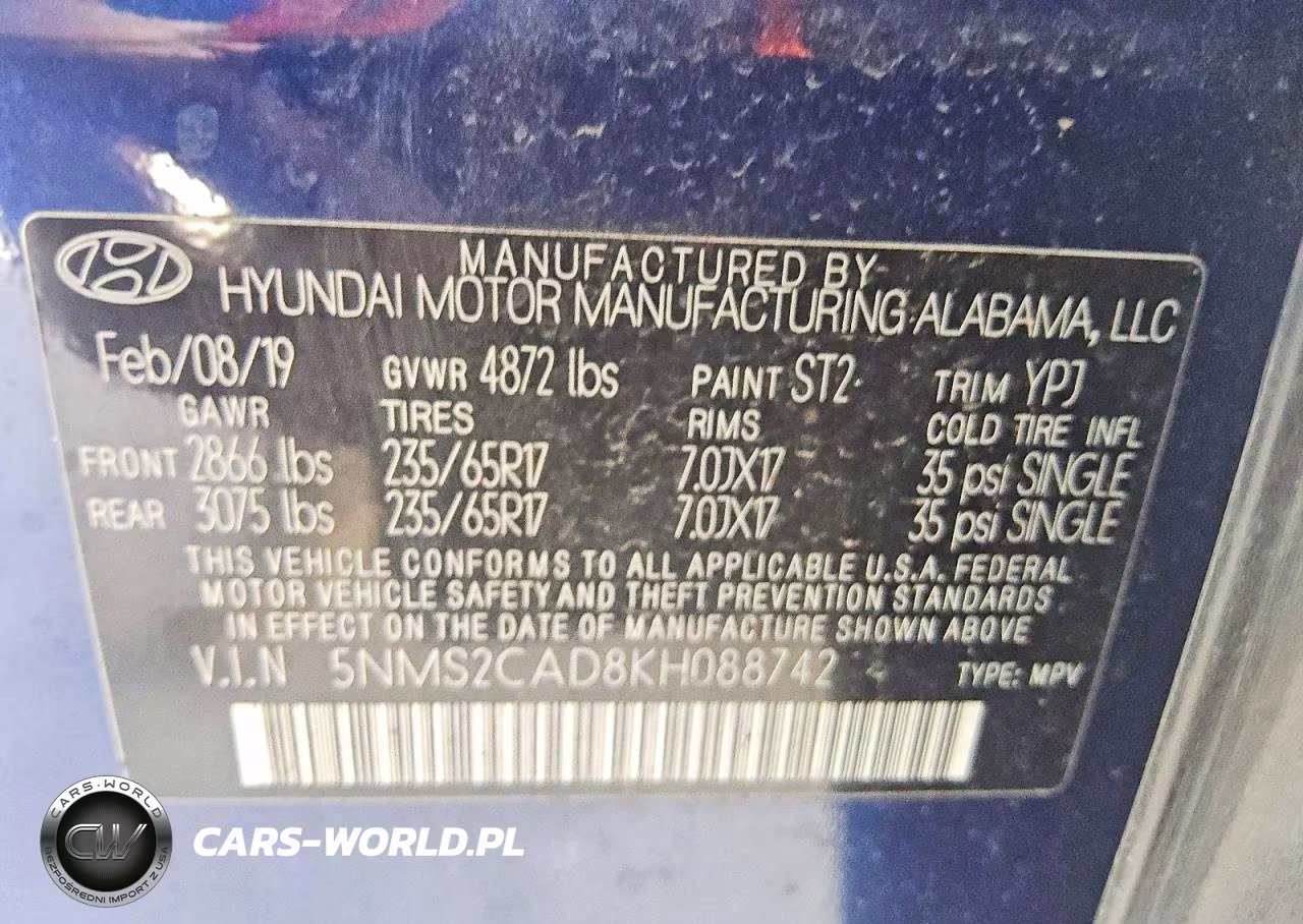 2019 Hyundai Santa Fe Se VIN:5NMS2CAD8KH088742 - 13