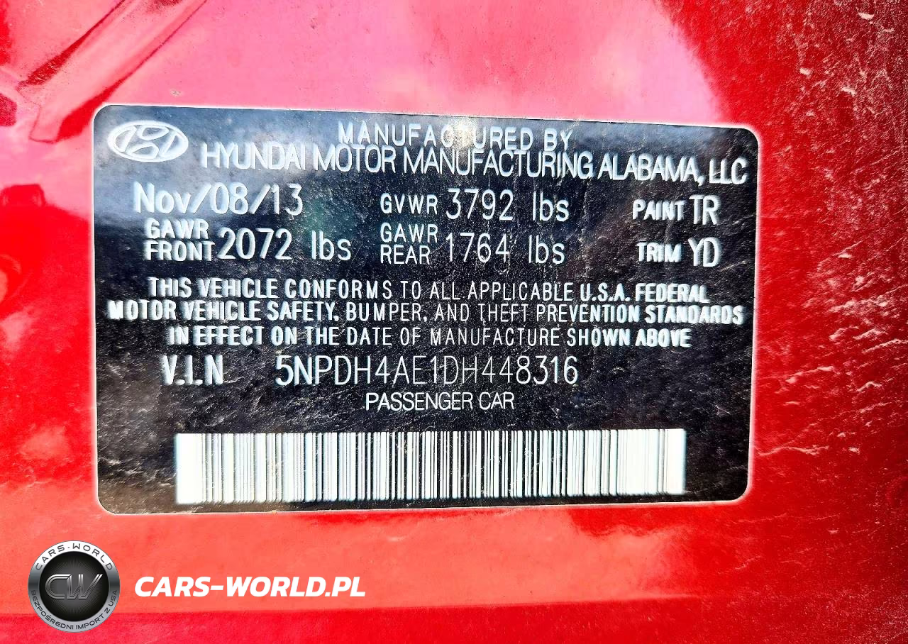 2013 Hyundai Elantra Gls VIN:5NPDH4AE1DH448316 - 12