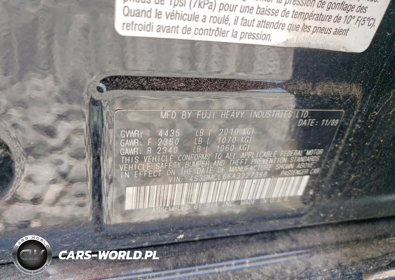 2010 Subaru Legacy 2.5I Limited VIN:4S3BMCL66A3227398 - 13