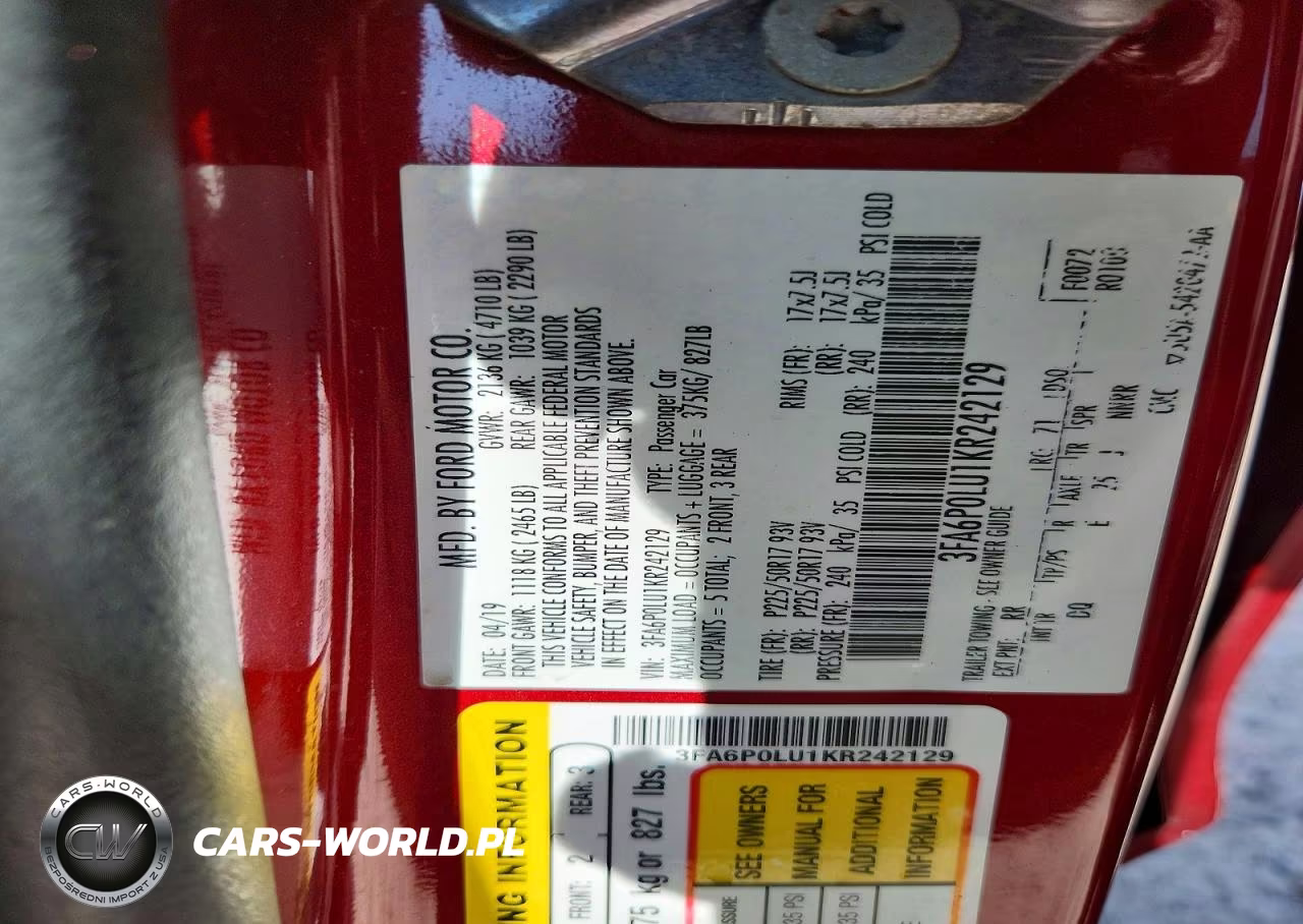 2019 Ford Fusion Se VIN:3FA6P0LU1KR242129 - 12