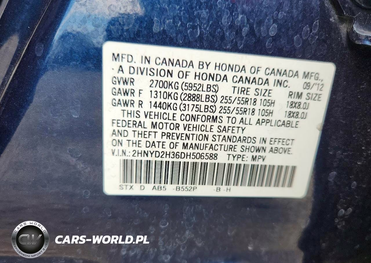 2013 Acura Mdx Technology VIN:2HNYD2H36DH506588 - 13