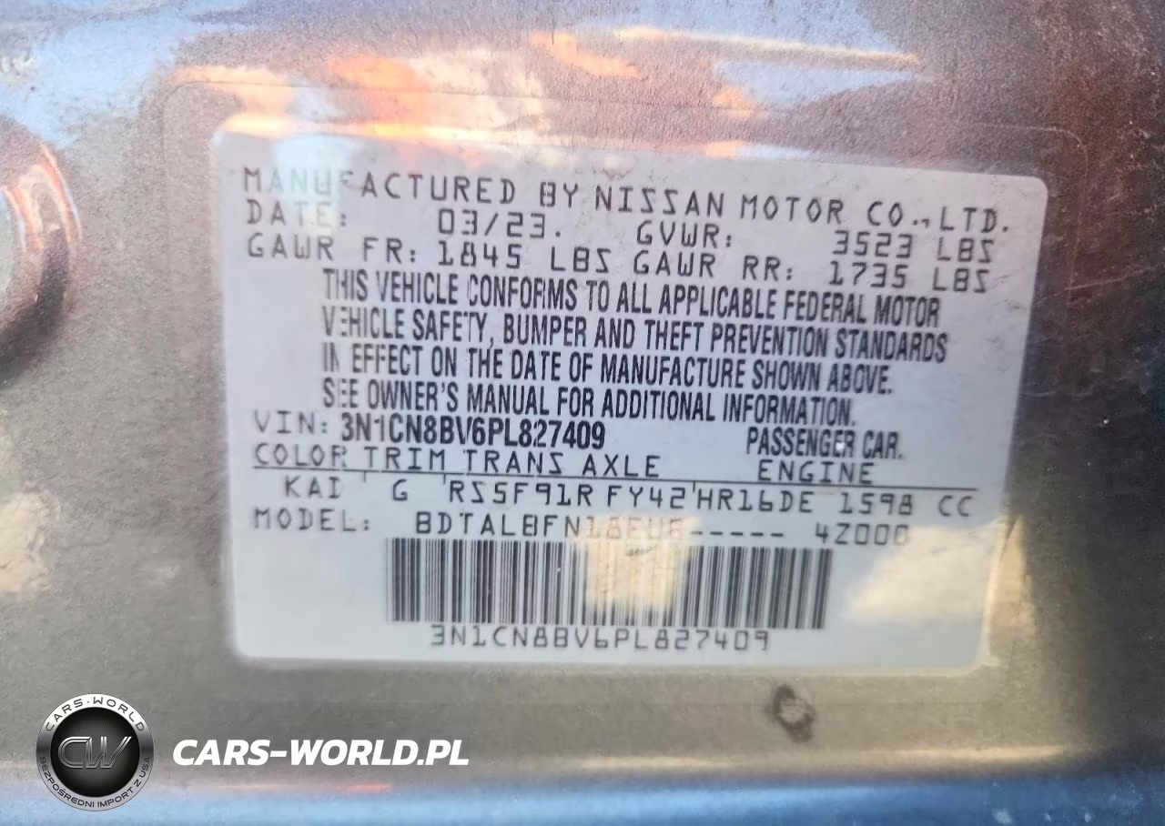 2023 Nissan Versa S VIN:3N1CN8BV6PL827409 - 12