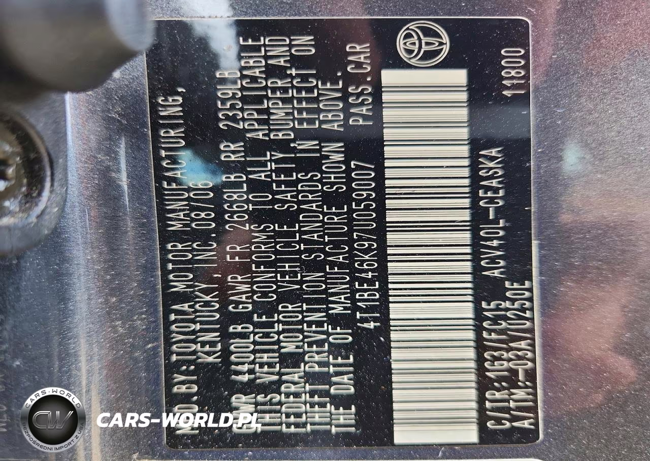 2007 Toyota Camry Se VIN:4T1BE46K97U059007 - 12