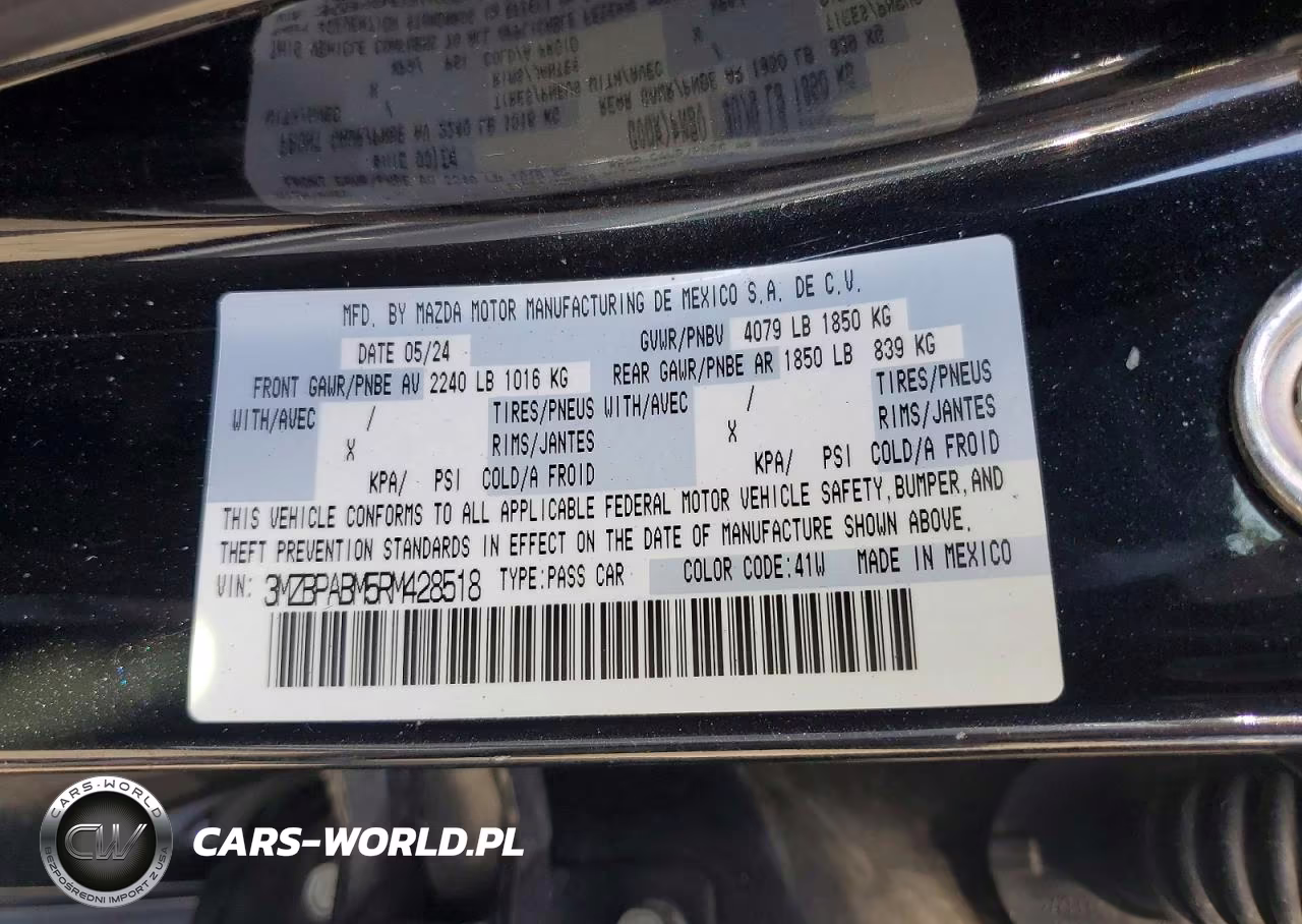2024 Mazda 3 Select Sport VIN:3MZBPABM5RM428518 - 12