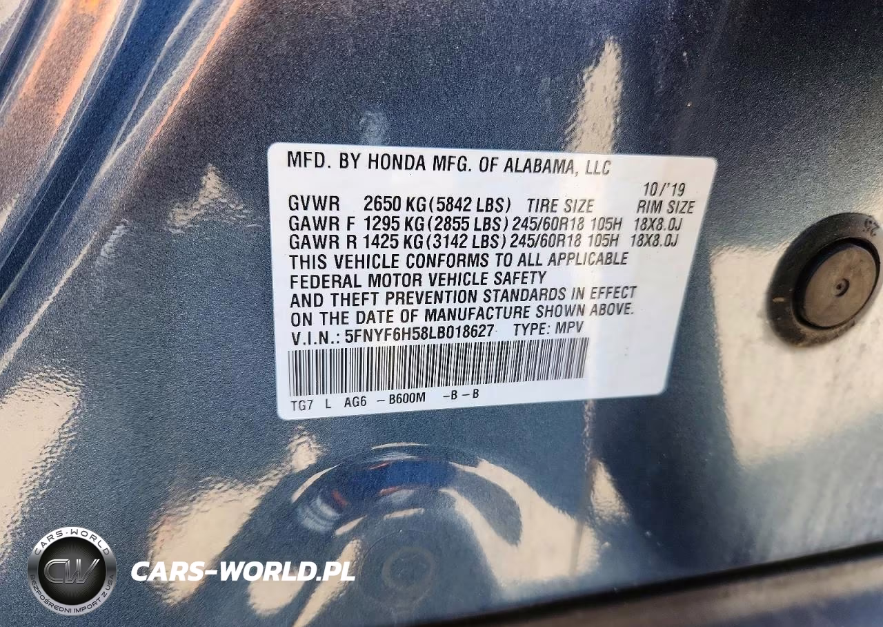 2020 Honda Pilot Exl VIN:5FNYF6H58LB018627 - 13