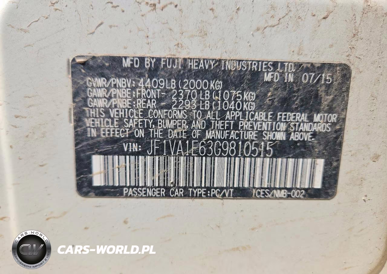2016 Subaru Wrx Premium VIN:JF1VA1E63G9810515 - 12