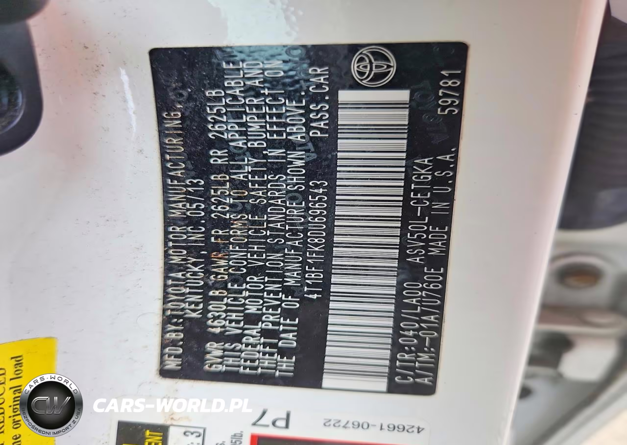 2013 Toyota Camry Xle VIN:4T1BF1FK8DU696543 - 12