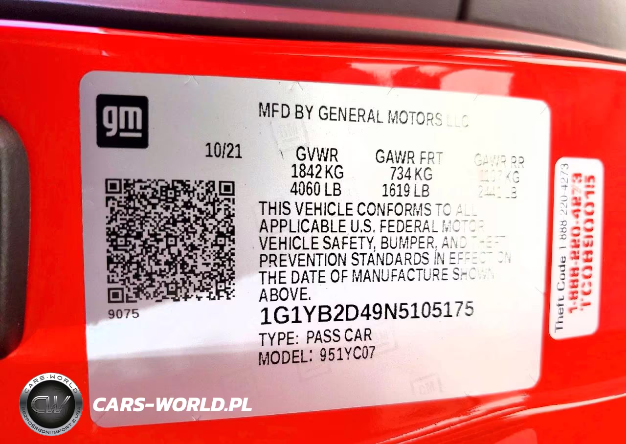 2022 Chevrolet Corvette Stingray 2Lt VIN:1G1YB2D49N5105175 - 12
