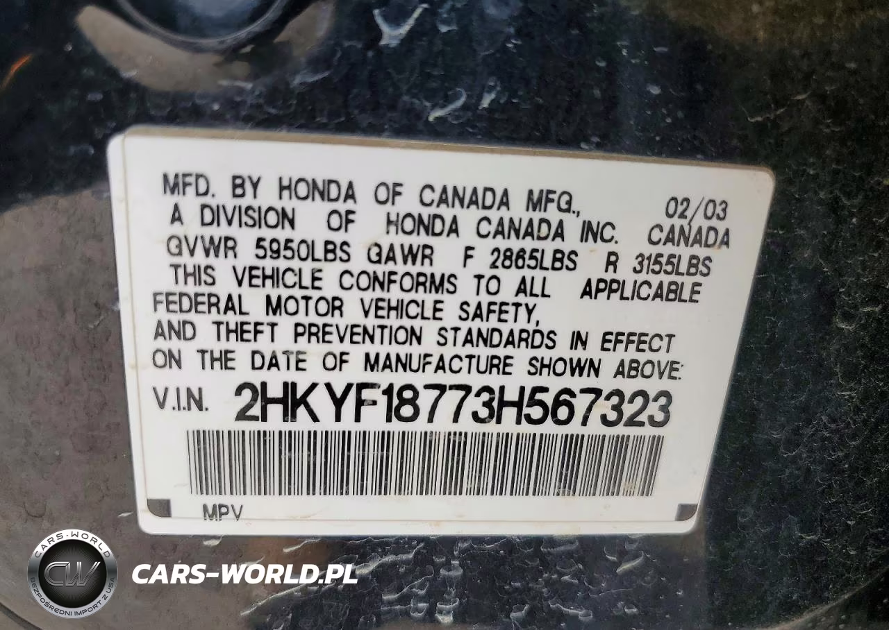 2003 Honda Pilot Exl VIN:2HKYF18773H567323 - 13