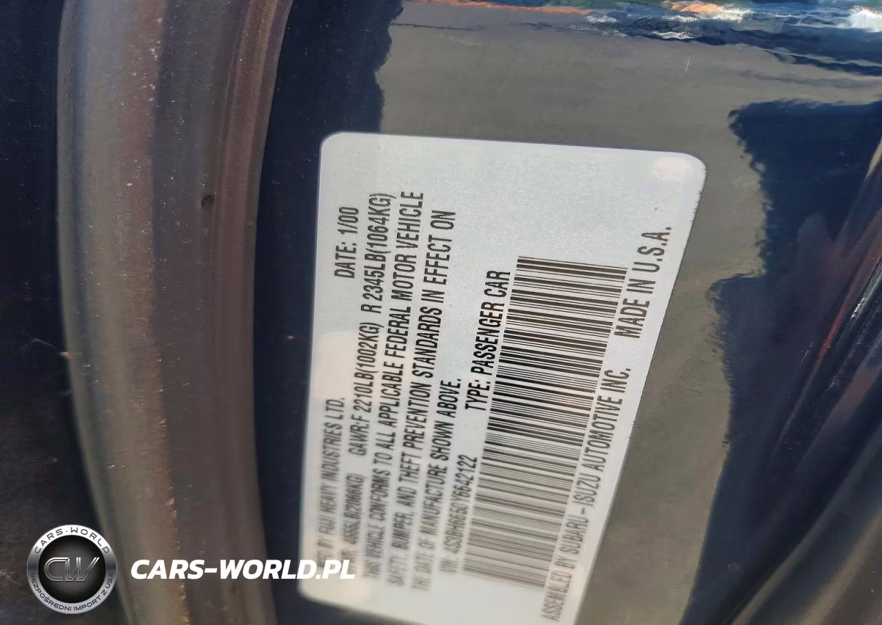 2000 Subaru Legacy Outback VIN:4S3BH6650Y6642122 - 12