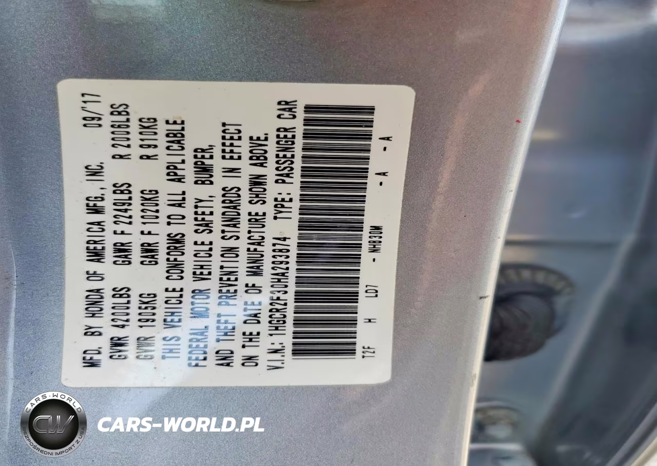 2017 Honda Accord Lx VIN:1HGCR2F30HA293874 - 12
