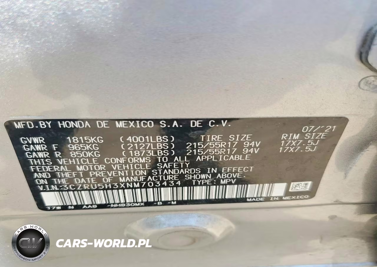 2022 Honda Hr-V Lx VIN:3CZRU5H3XNM703434 - 13