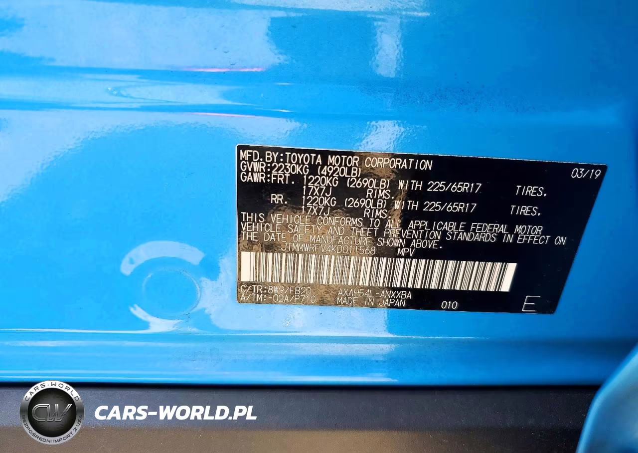 2019 Toyota Rav4 Le VIN:JTMMWRFV4KD011568 - 13